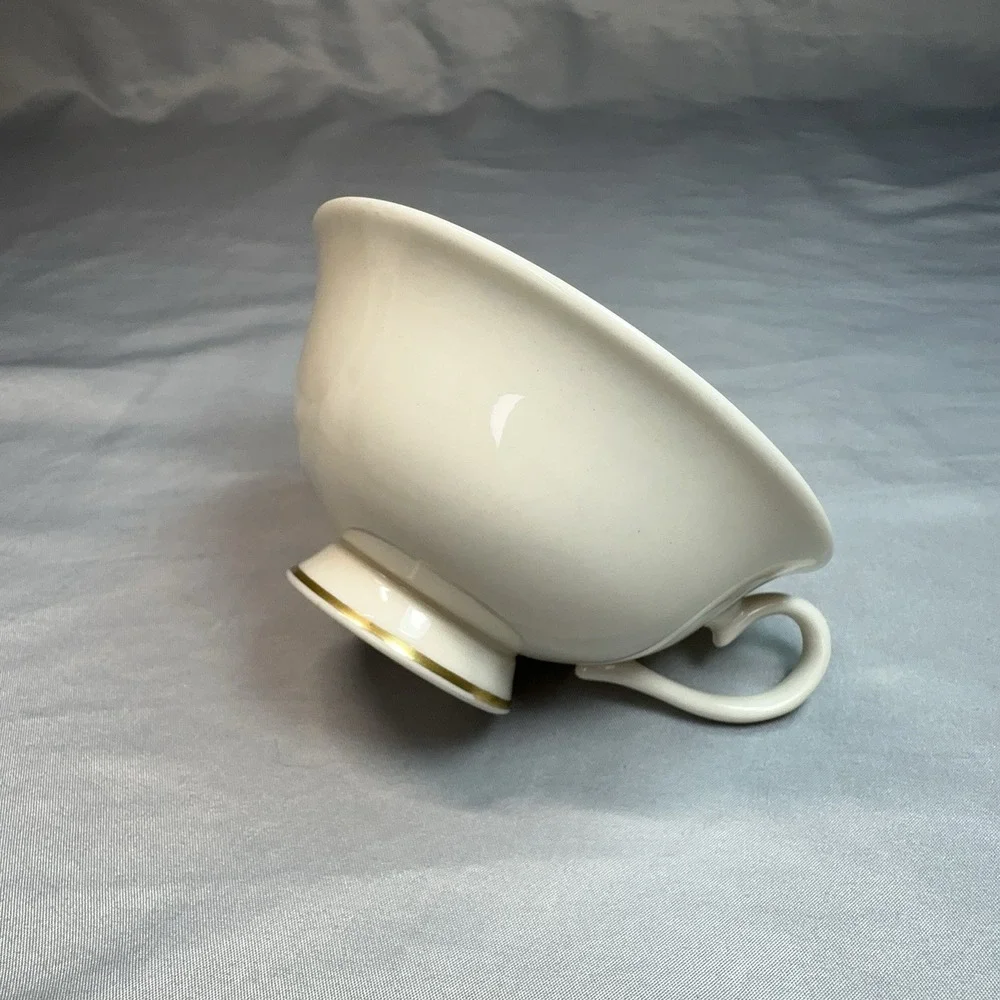Tiffany & Co Gold Laurel Teacup and Saucer Set Cream Porcelain Japan‎ Gilt Rim